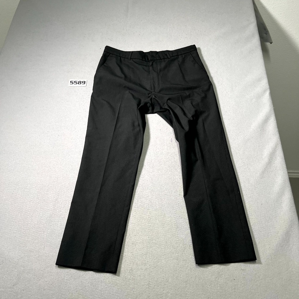 Perry Ellis Dress Pants Mens 34x30 Black Pockets Slim Fit Career Formal Business